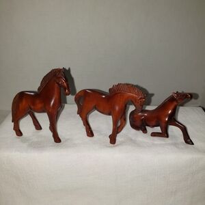 Absolutely stunning Vintage hand carved mahogany horses